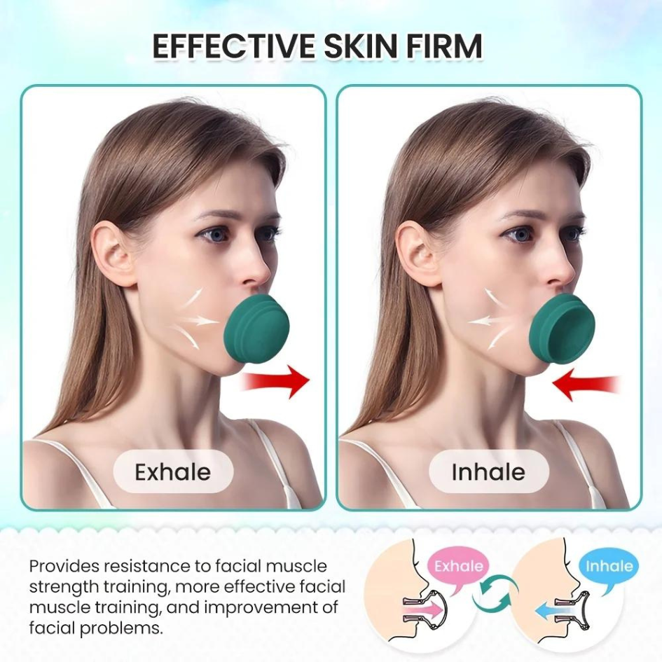 Portable exerciser for toning neck, face and jaw.