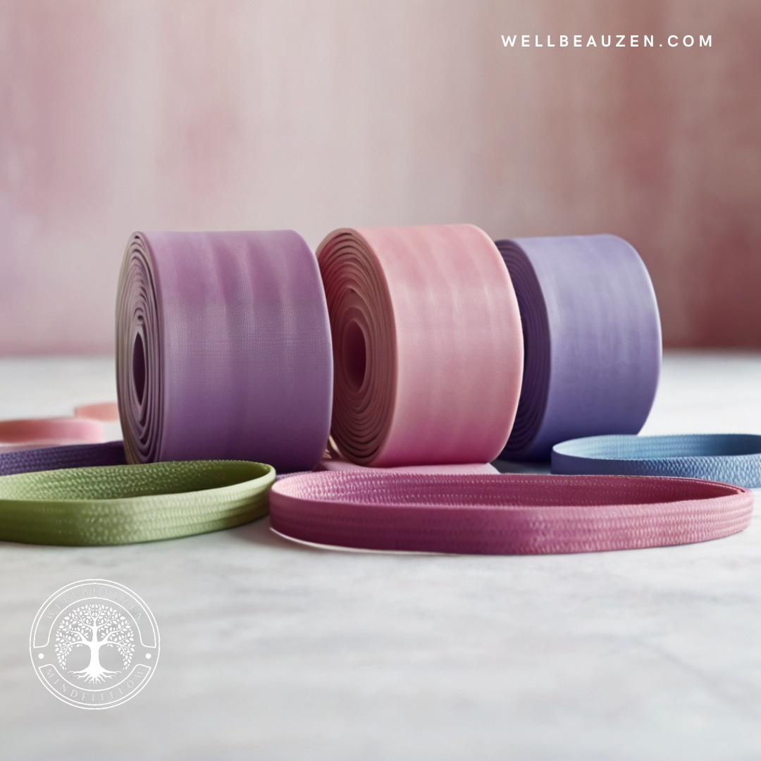 Elastic resistance bands for fitness.