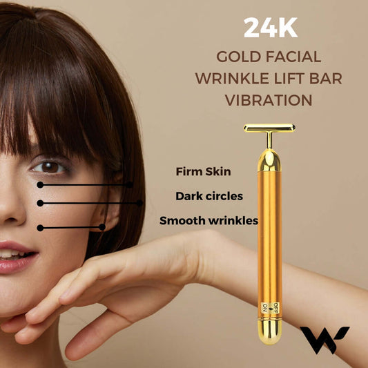 Wellbeauzen™ Schlankheits-Gesichtspflege 24k Gold Facial Wrinkle Lift Bar Vibration. 